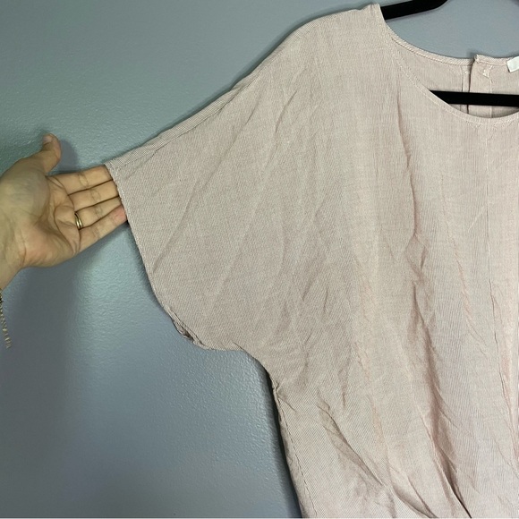 Madewell Button Back Tie Tee in Stripe Red Warm Nutmeg sz XL - Picture 7 of 14